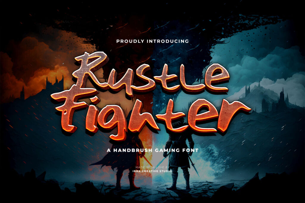 Rustle Fighter – A Handbrush Gaming Typeface font preview