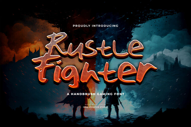 Rustle Fighter – A Handbrush Gaming Typeface font preview