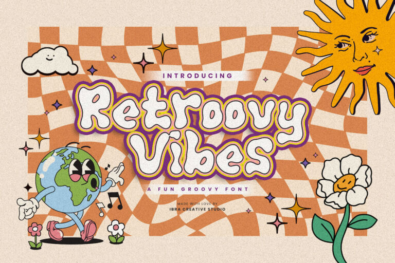 Retroovy Vibes – A Fun Groovy Font font preview