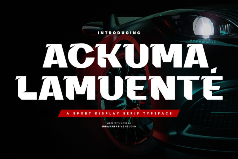 Ackuma Lamuenté – A Sport Display Serif  Typeface font preview