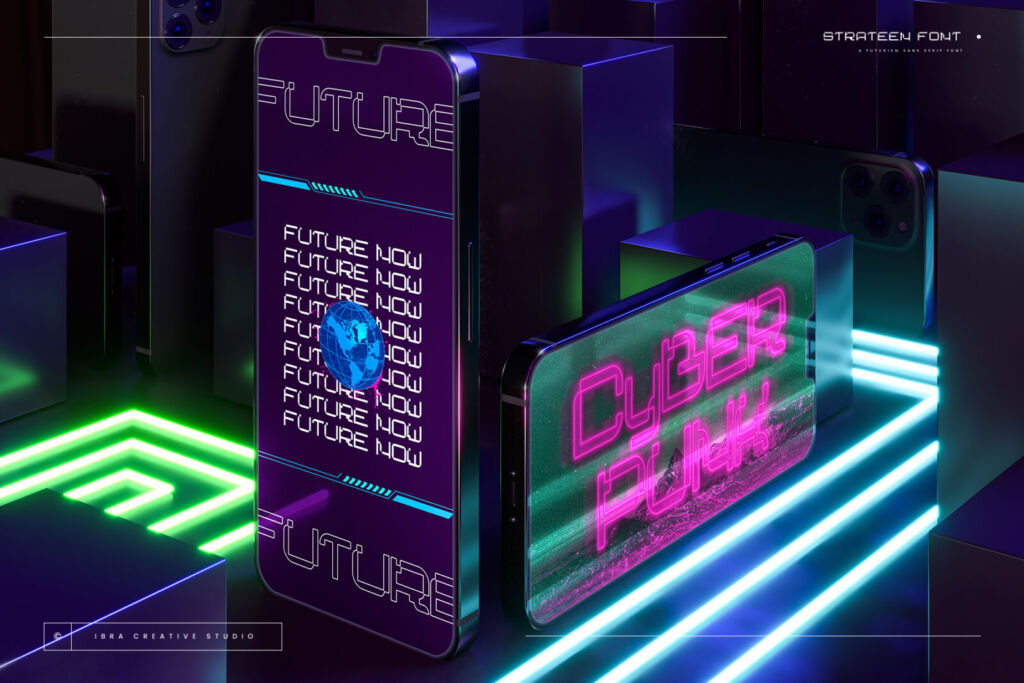 Strateen – a Futurism Sans Serif Font font preview