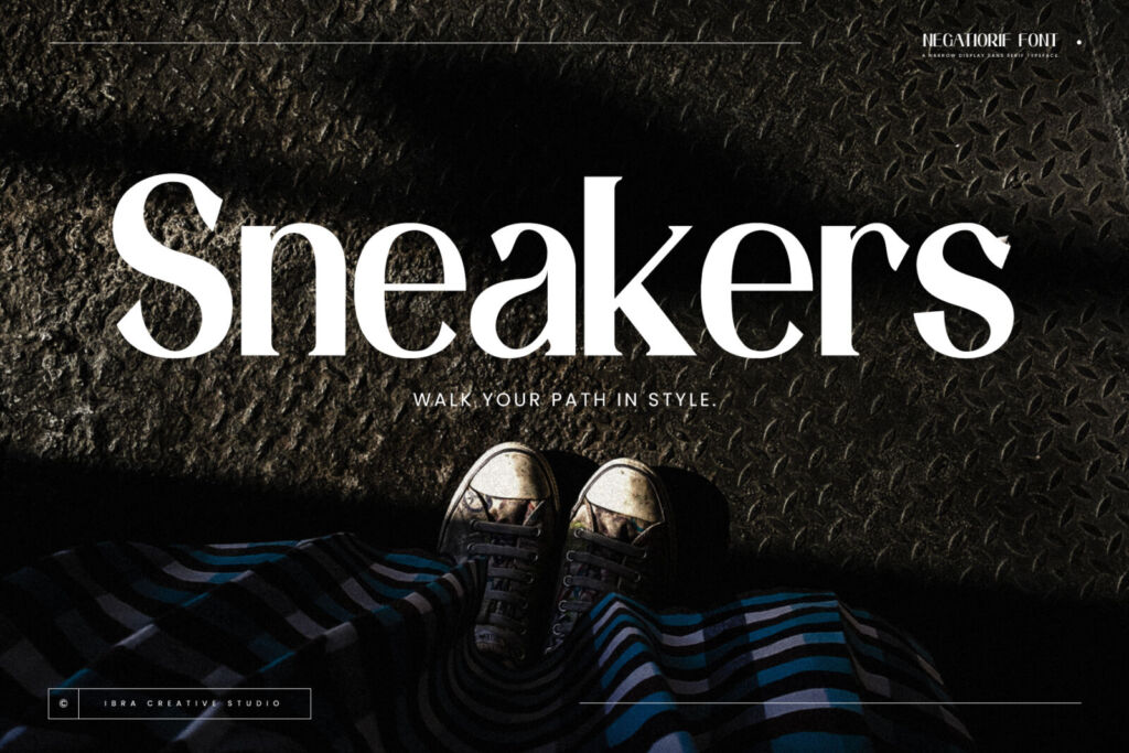 Negatiorif – A Narrow Display Sans Serif Typeface font preview