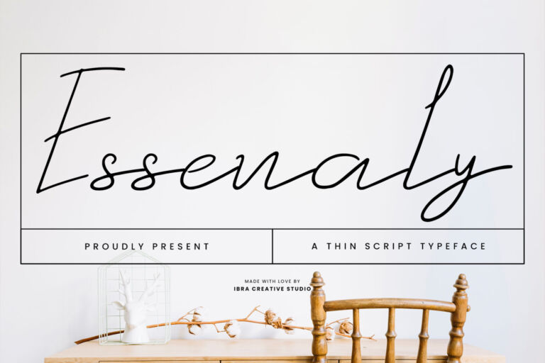 Essenaly – A Thin  Script Typeface font preview